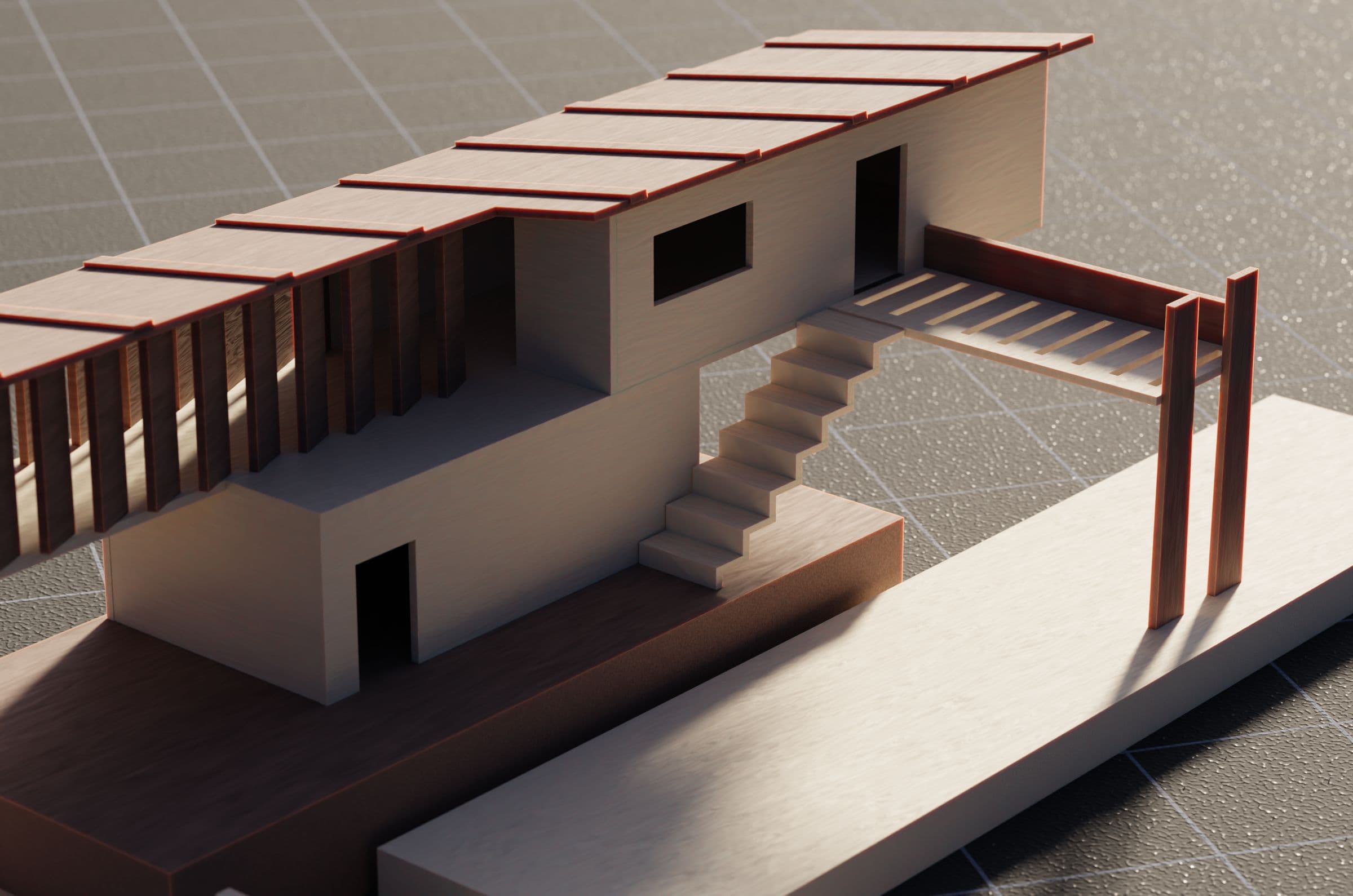 Weißes Architekturmodell eines modernen Hauses